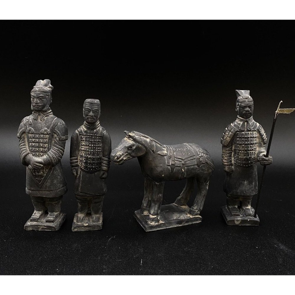 Chinese Qin Shi Huang Terracotta Clay Warriors Soldiers & Horse Set LOT 4